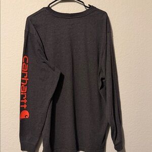 Carhartt Charcoal Long Sleeve Tee with Red Logo